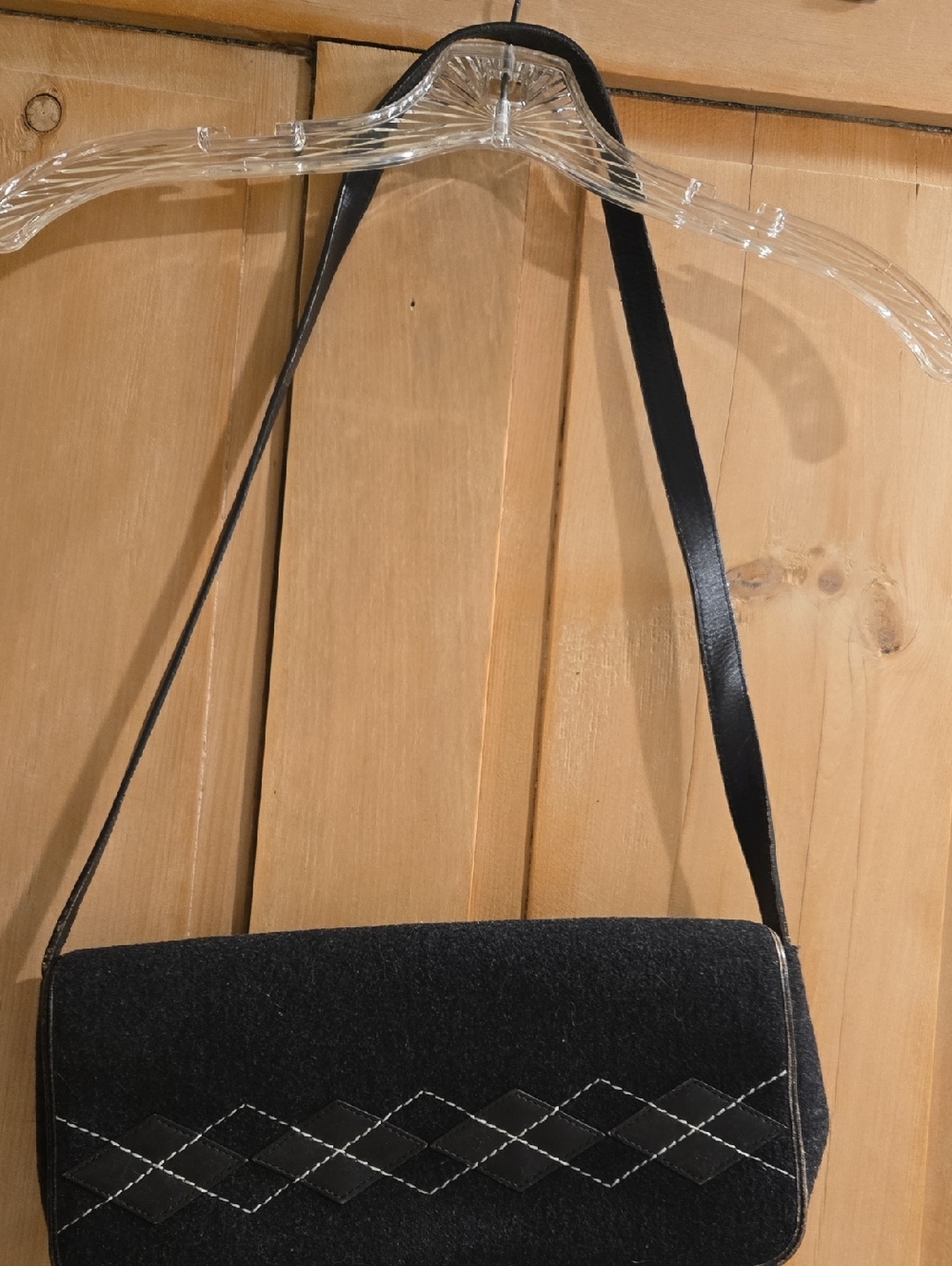 Women’s Black Etienne Aigner Bag with Diamond Stitch Detail
